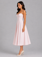 Women’s Corset Midi Dress with Full Skirt – Elegant Occasion Style
